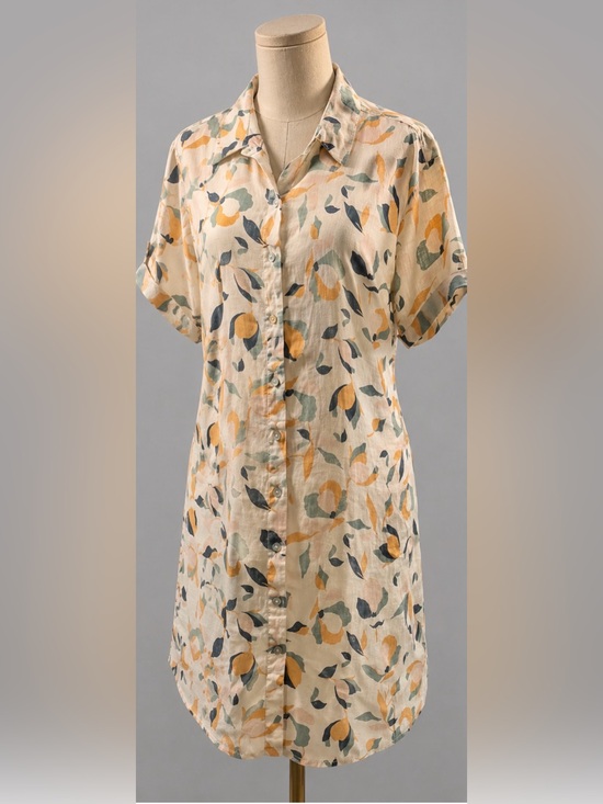 Rachel Zoe Tops - Rachel Zoe 100% Linen Floral Shirt Dress Size Large Button Front Pockets